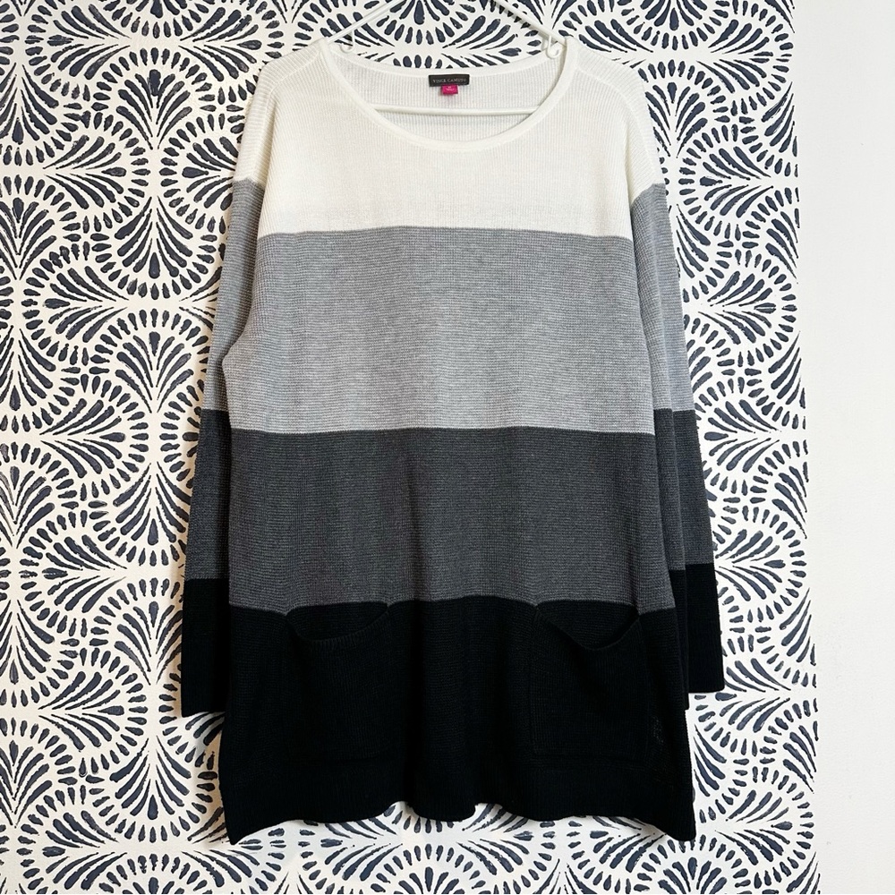 Vince Camuto Fall Harmony Colorblock Tunic Length Sweater With Pockets